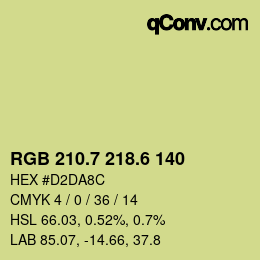 カラーコード: RGB 210.7 218.6 140 | qconv.com