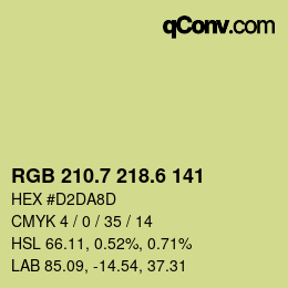 カラーコード: RGB 210.7 218.6 141 | qconv.com