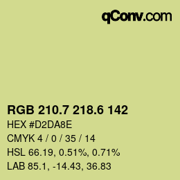 カラーコード: RGB 210.7 218.6 142 | qconv.com
