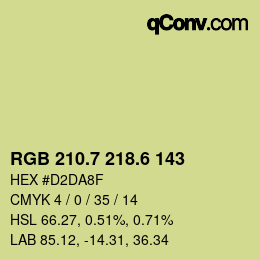 カラーコード: RGB 210.7 218.6 143 | qconv.com
