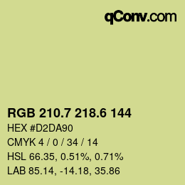 カラーコード: RGB 210.7 218.6 144 | qconv.com