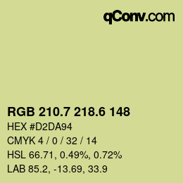 カラーコード: RGB 210.7 218.6 148 | qconv.com