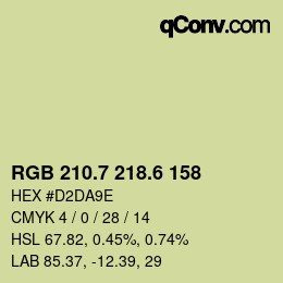 カラーコード: RGB 210.7 218.6 158 | qconv.com