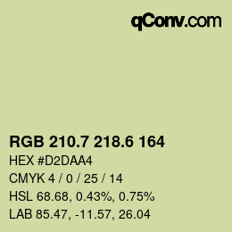 カラーコード: RGB 210.7 218.6 164 | qconv.com