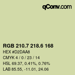 カラーコード: RGB 210.7 218.6 168 | qconv.com
