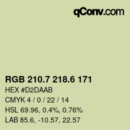 カラーコード: RGB 210.7 218.6 171 | qconv.com