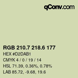 カラーコード: RGB 210.7 218.6 177 | qconv.com