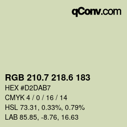 カラーコード: RGB 210.7 218.6 183 | qconv.com