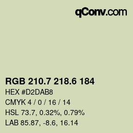 カラーコード: RGB 210.7 218.6 184 | qconv.com