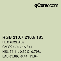 カラーコード: RGB 210.7 218.6 185 | qconv.com