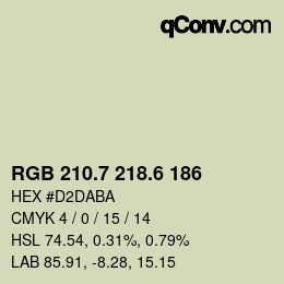 カラーコード: RGB 210.7 218.6 186 | qconv.com