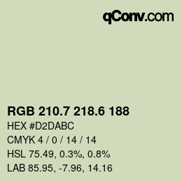 カラーコード: RGB 210.7 218.6 188 | qconv.com