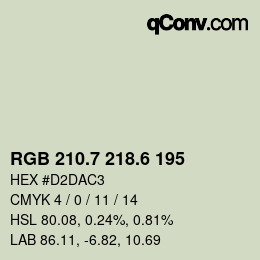 カラーコード: RGB 210.7 218.6 195 | qconv.com