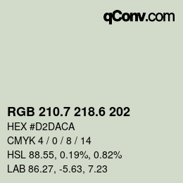カラーコード: RGB 210.7 218.6 202 | qconv.com