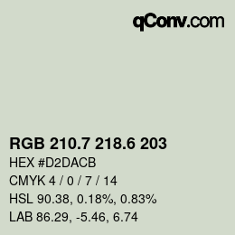 カラーコード: RGB 210.7 218.6 203 | qconv.com
