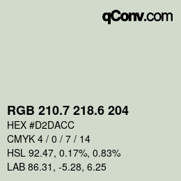 カラーコード: RGB 210.7 218.6 204 | qconv.com