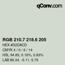 カラーコード: RGB 210.7 218.6 205 | qconv.com