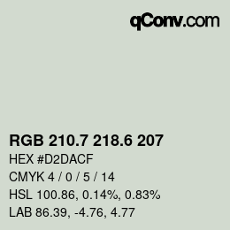 カラーコード: RGB 210.7 218.6 207 | qconv.com