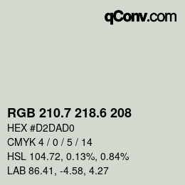 カラーコード: RGB 210.7 218.6 208 | qconv.com