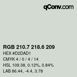 カラーコード: RGB 210.7 218.6 209 | qconv.com