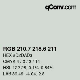 カラーコード: RGB 210.7 218.6 211 | qconv.com