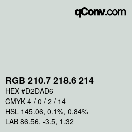 カラーコード: RGB 210.7 218.6 214 | qconv.com