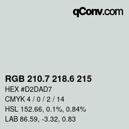 カラーコード: RGB 210.7 218.6 215 | qconv.com