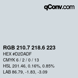 カラーコード: RGB 210.7 218.6 223 | qconv.com