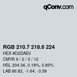 カラーコード: RGB 210.7 218.6 224 | qconv.com