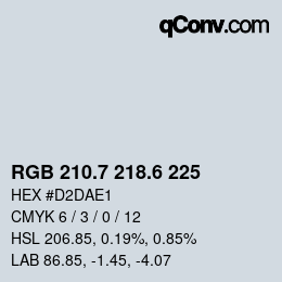 カラーコード: RGB 210.7 218.6 225 | qconv.com