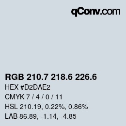 カラーコード: RGB 210.7 218.6 226.6 | qconv.com