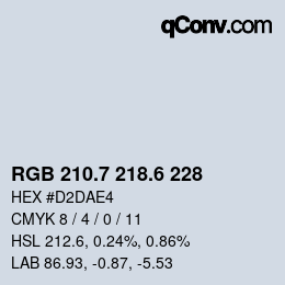 カラーコード: RGB 210.7 218.6 228 | qconv.com