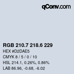 カラーコード: RGB 210.7 218.6 229 | qconv.com