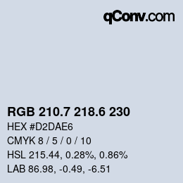 カラーコード: RGB 210.7 218.6 230 | qconv.com