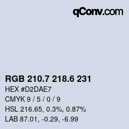 カラーコード: RGB 210.7 218.6 231 | qconv.com