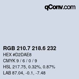 カラーコード: RGB 210.7 218.6 232 | qconv.com
