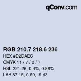 カラーコード: RGB 210.7 218.6 236 | qconv.com