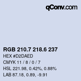 カラーコード: RGB 210.7 218.6 237 | qconv.com