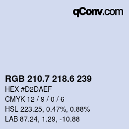 カラーコード: RGB 210.7 218.6 239 | qconv.com