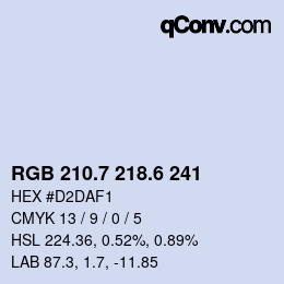 カラーコード: RGB 210.7 218.6 241 | qconv.com