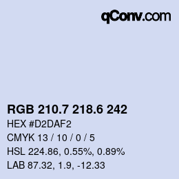 カラーコード: RGB 210.7 218.6 242 | qconv.com