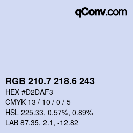カラーコード: RGB 210.7 218.6 243 | qconv.com