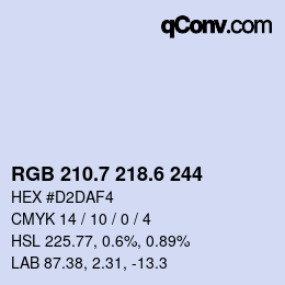 カラーコード: RGB 210.7 218.6 244 | qconv.com