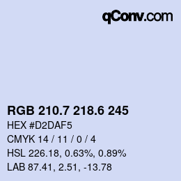 カラーコード: RGB 210.7 218.6 245 | qconv.com