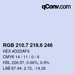 カラーコード: RGB 210.7 218.6 246 | qconv.com