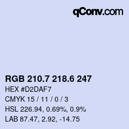 カラーコード: RGB 210.7 218.6 247 | qconv.com