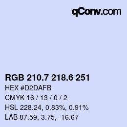 カラーコード: RGB 210.7 218.6 251 | qconv.com