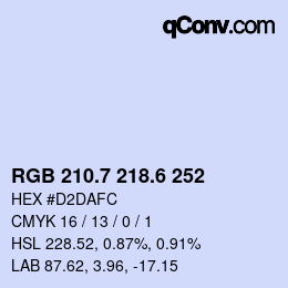 カラーコード: RGB 210.7 218.6 252 | qconv.com