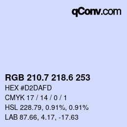 カラーコード: RGB 210.7 218.6 253 | qconv.com