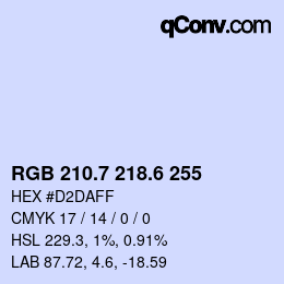 カラーコード: RGB 210.7 218.6 255 | qconv.com